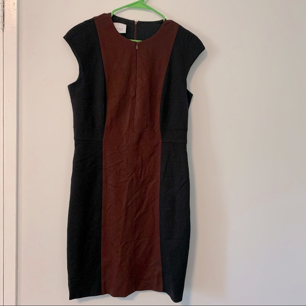 Akris Punto Brown and Black Fitted Sheath Dress